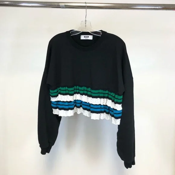 Black and Multicolor Ruffle Sweatshirt - Picture 4 of 11